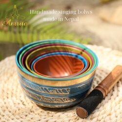 Nepal 7 Chakra Singing Bowls Set - 7 color 7 chakra 7 note singing bowls - titan bowl meditation- Singing bowls- Amrita