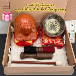 [Gift Set] Set of bells and wooden fish for chanting and meditation as a gift - Bells and wooden fish - Meditation bell - Amrita